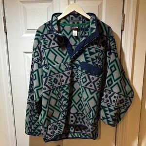 Patagonia Kids Jacket with Blue and Green Pattern